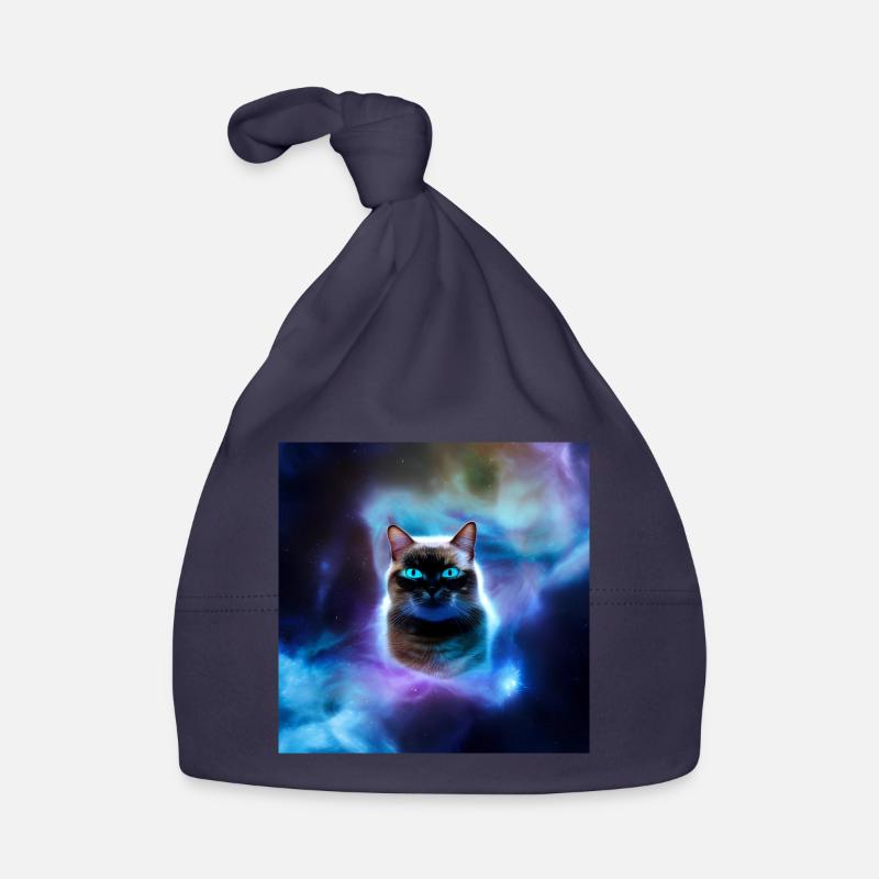 Chat dans l’espace - Bonnet bio Bébé - marine