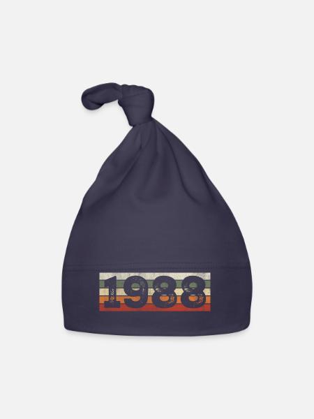 Millésime 1988 Cadeau D’anniversaire Rétro 1988 - Bonnet bio Bébé - marine - Devant