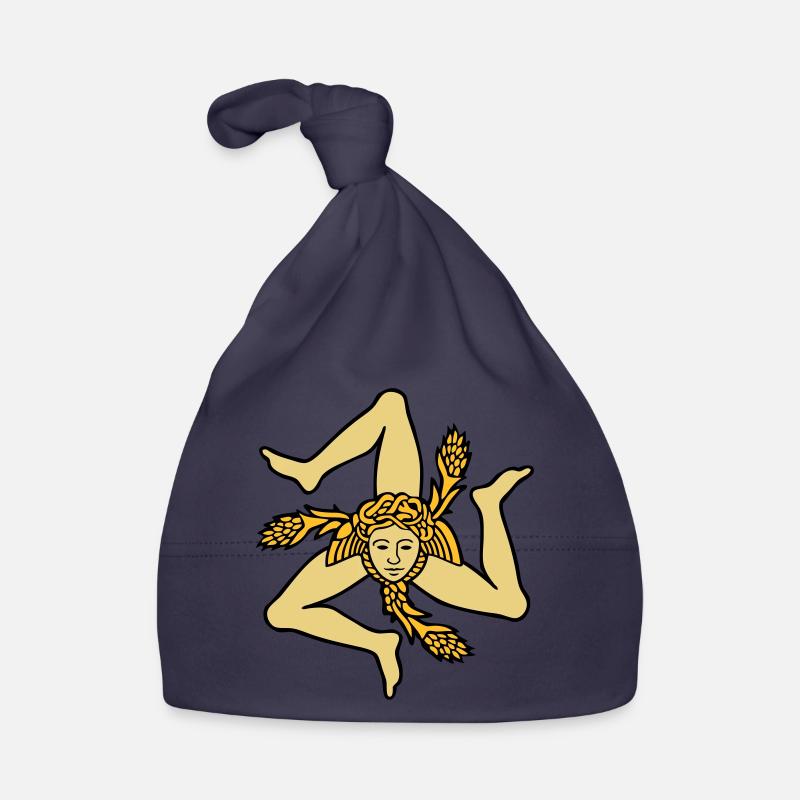 Sicile Trinacria drapeau Sicilien Sicilia - Bonnet bio Bébé - marine