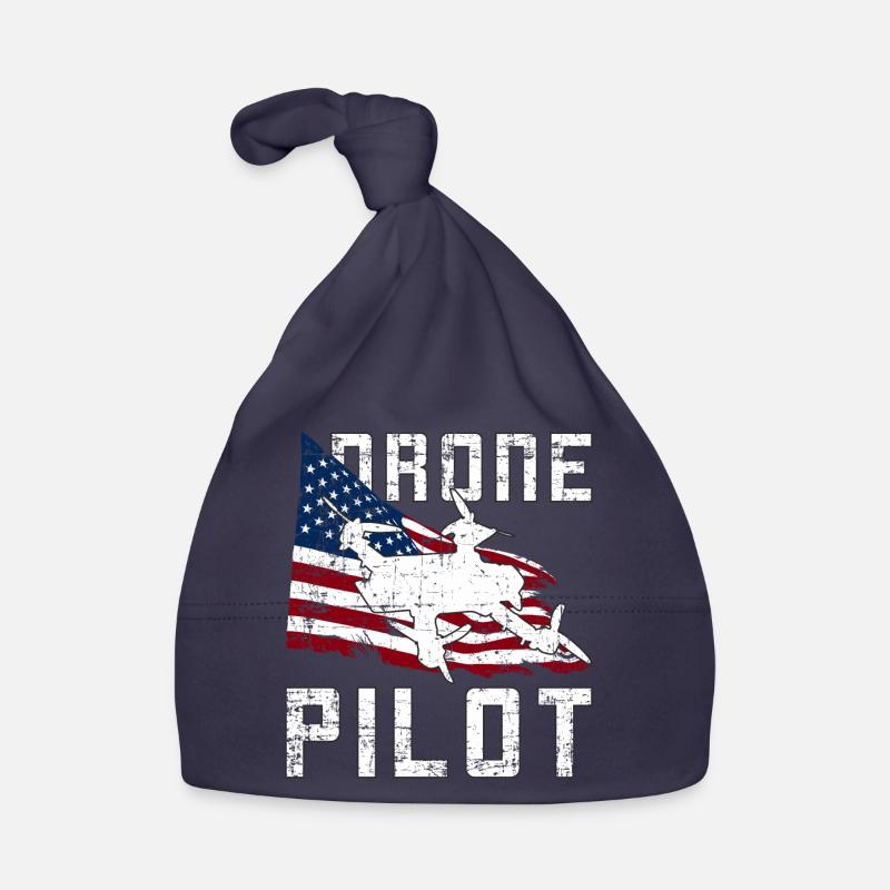 Drone quadricoptère devant le drapeau américain pour les pilotes Bonnet bio Bébé
