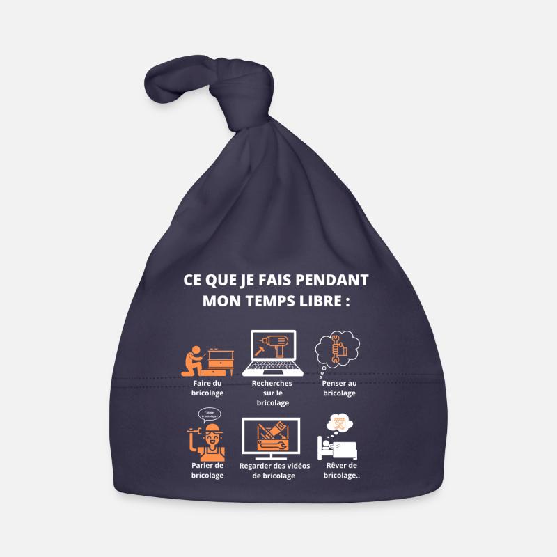 Ce que je fais pendant mon temps libre : bricolage - Bonnet bio Bébé - marine