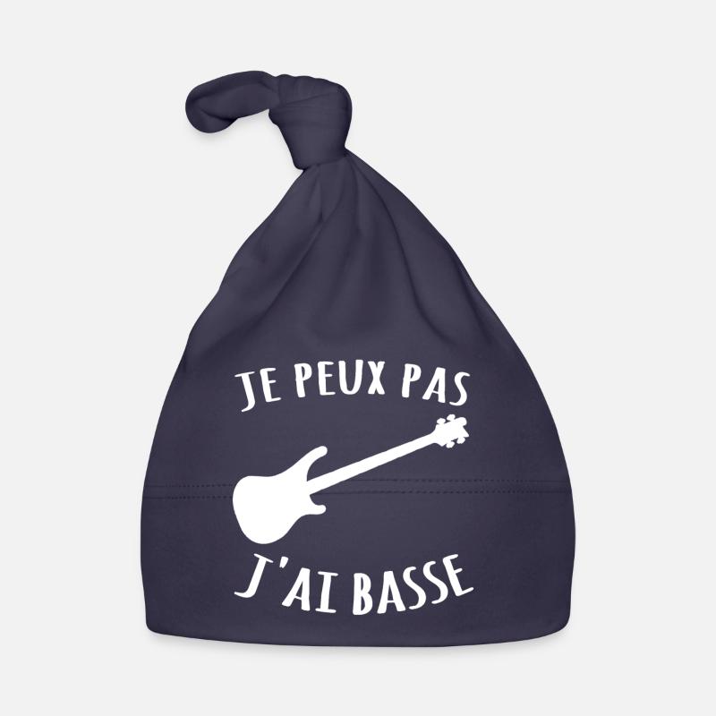je peux pas j'ai basse guitare - Bonnet bio Bébé - marine