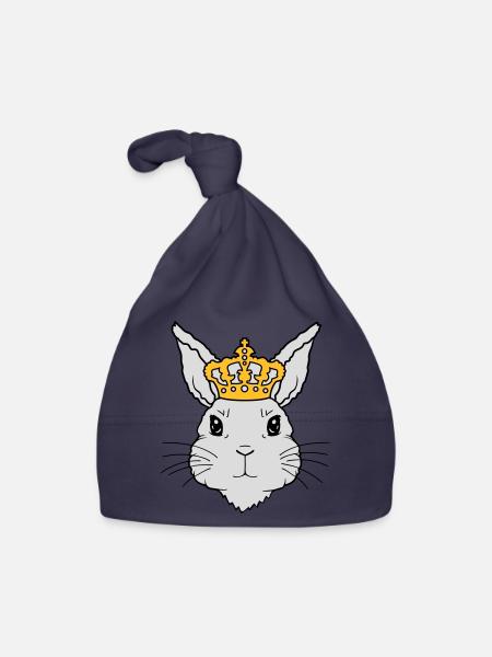 King Rabbit Crown Visage - Bonnet bio Bébé - marine - Devant