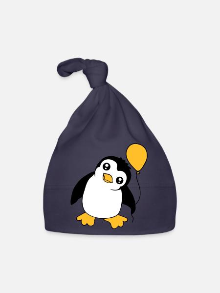Cute balloon penguin, cute kids motif - Organic Baby Cap - navy - Front