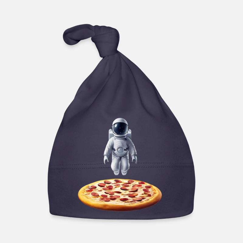 Hovering astronaut over pizza Organic Baby Cap