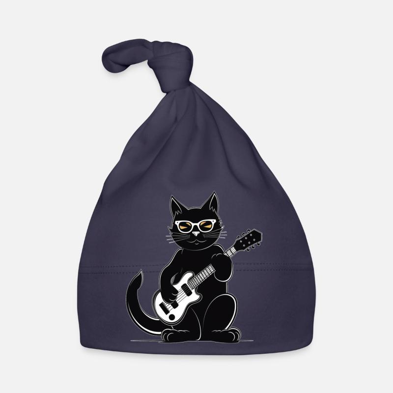 Cat playing guitar Organic Baby Cap