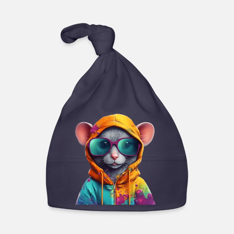Maus mit Sonnenbrille Bunt Coole Mäuse Baby Bio-Mütze