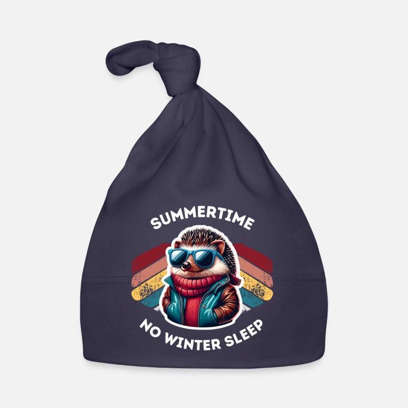 Hérisson en été avec des lunettes de soleil - Bonnet bio Bébé - marine