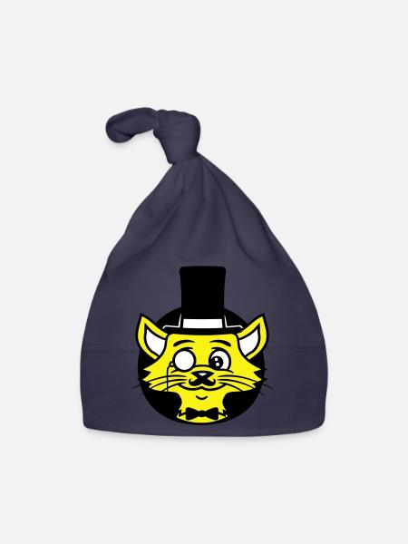 Sir Cat Gentleman Chapeau haut de forme Monocle Rich Gentleman - Bonnet bio Bébé - marine - Devant