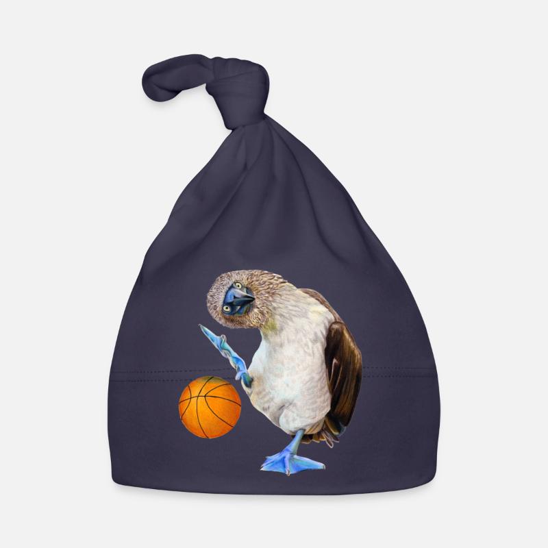 Basket-ball à pieds bleus - Bonnet bio Bébé - marine