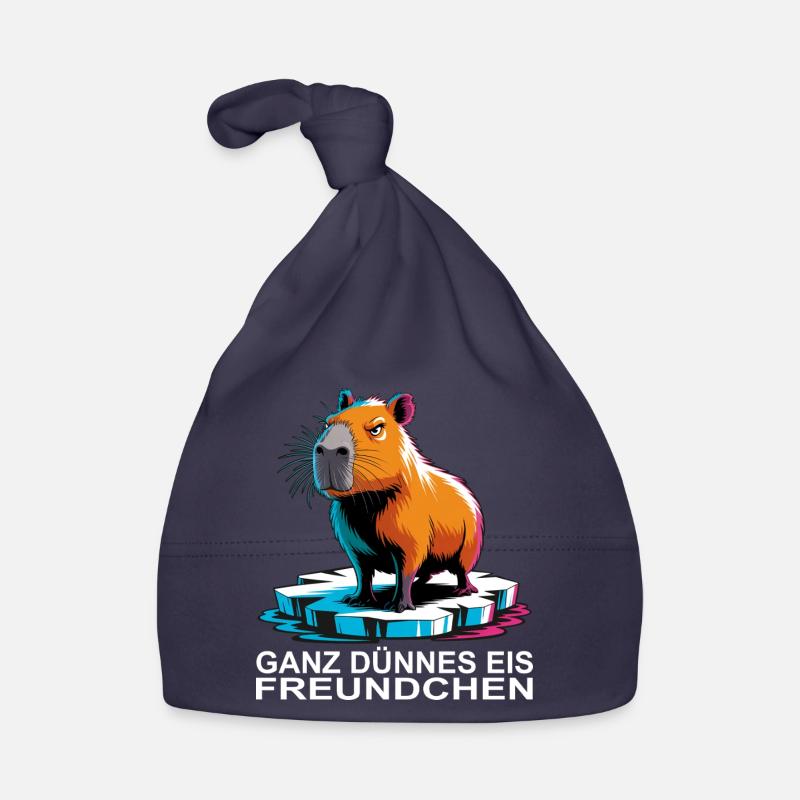 Capybara Meme – Ganz dünnes Eis Spruch - Baby Bio-Mütze - Navy