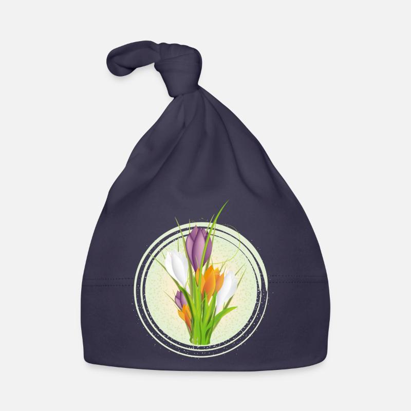 Delicate colorful crocuses in the spring circle Organic Baby Cap
