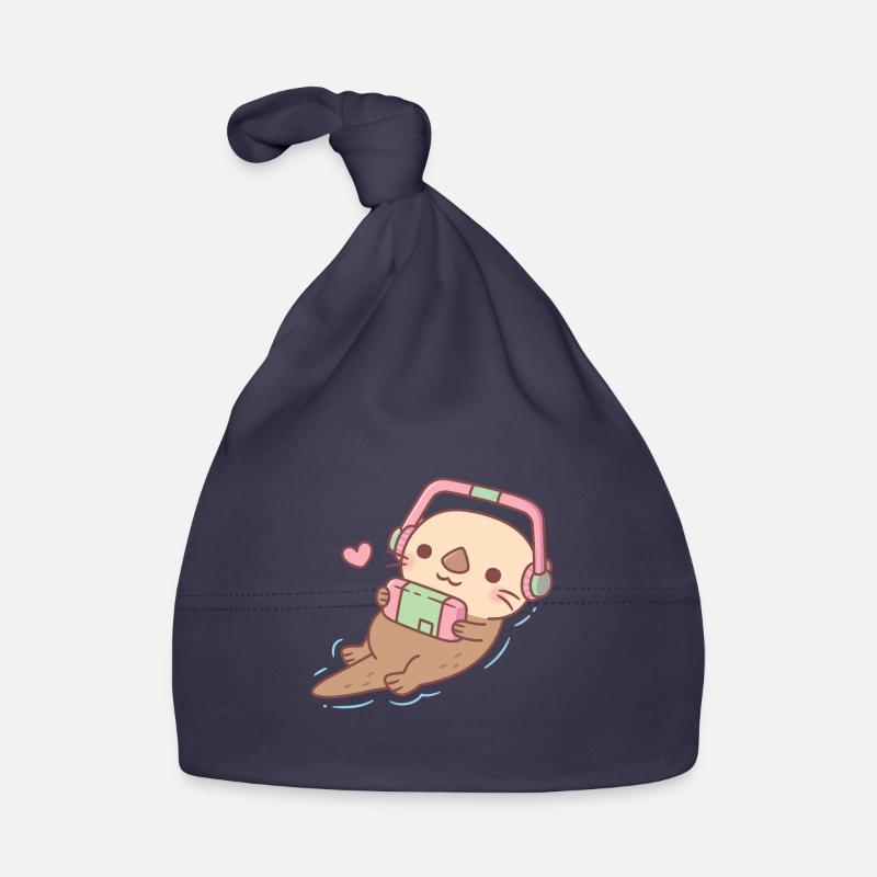 Mignon Otter Gamer Chilling avec console de jeu Bonnet bio Bébé
