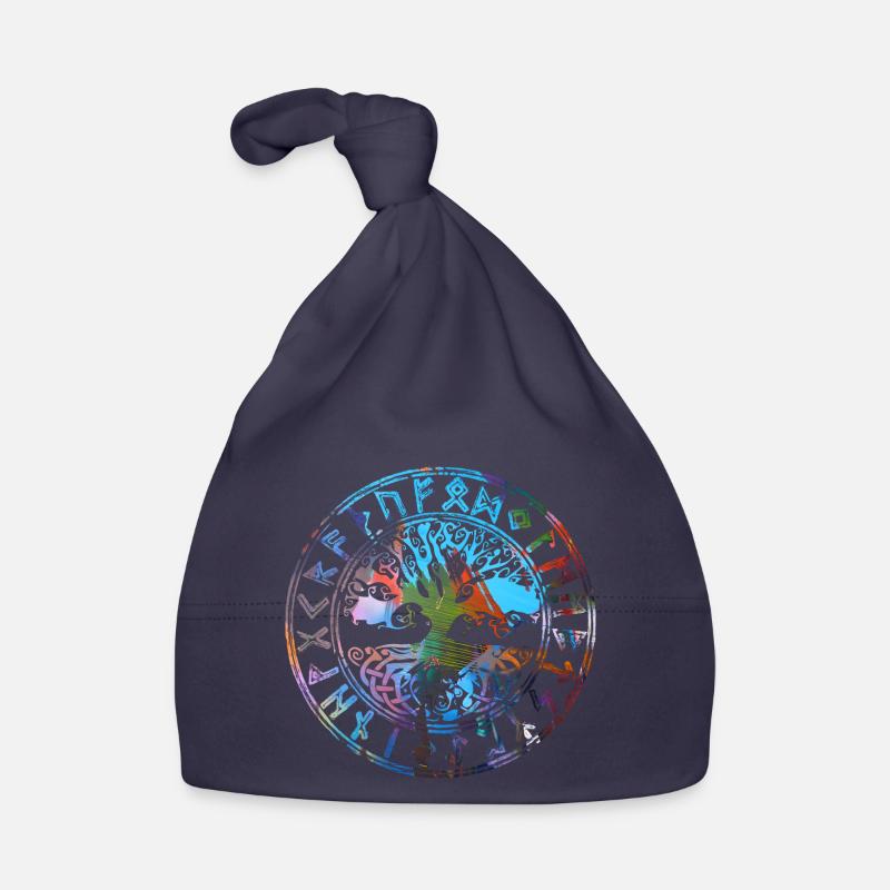 Celtique, Arbre de Vie,grafftii,Arbre de Vie - Bonnet bio Bébé - marine