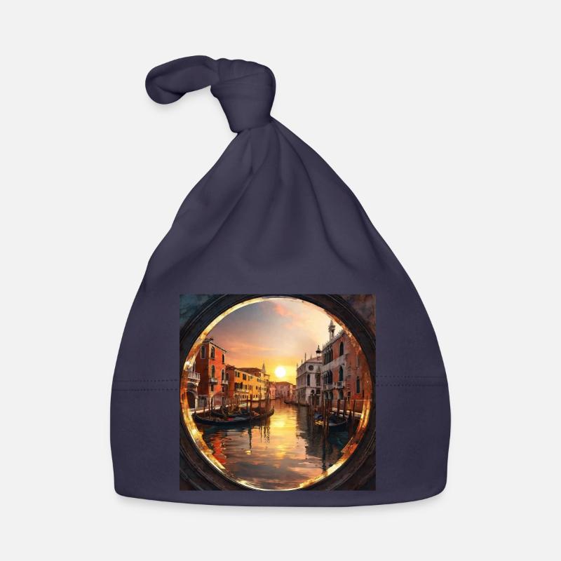 Venice, gold, sunset, reflection Organic Baby Cap