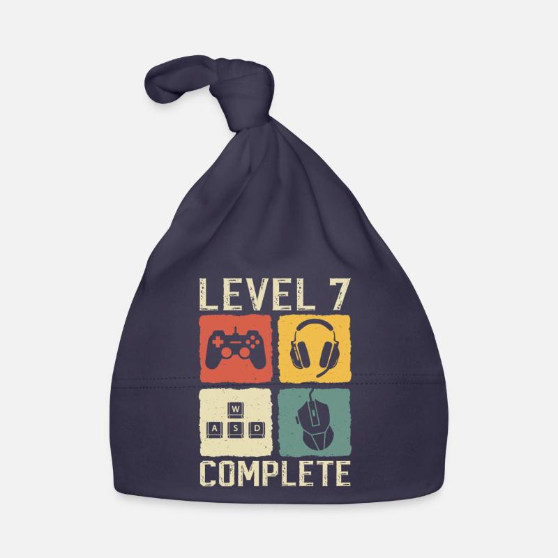 7th Birthday Level 7 Complete Gamer 7 Years Organic Baby Cap