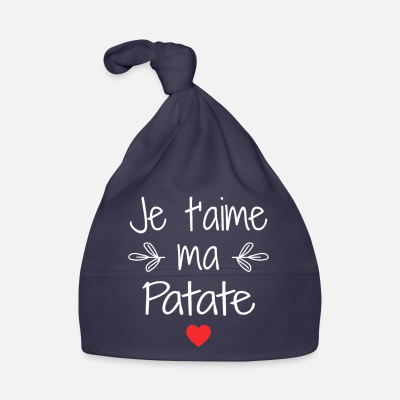 Je t'aime ma Patate - Bonnet bio Bébé - marine