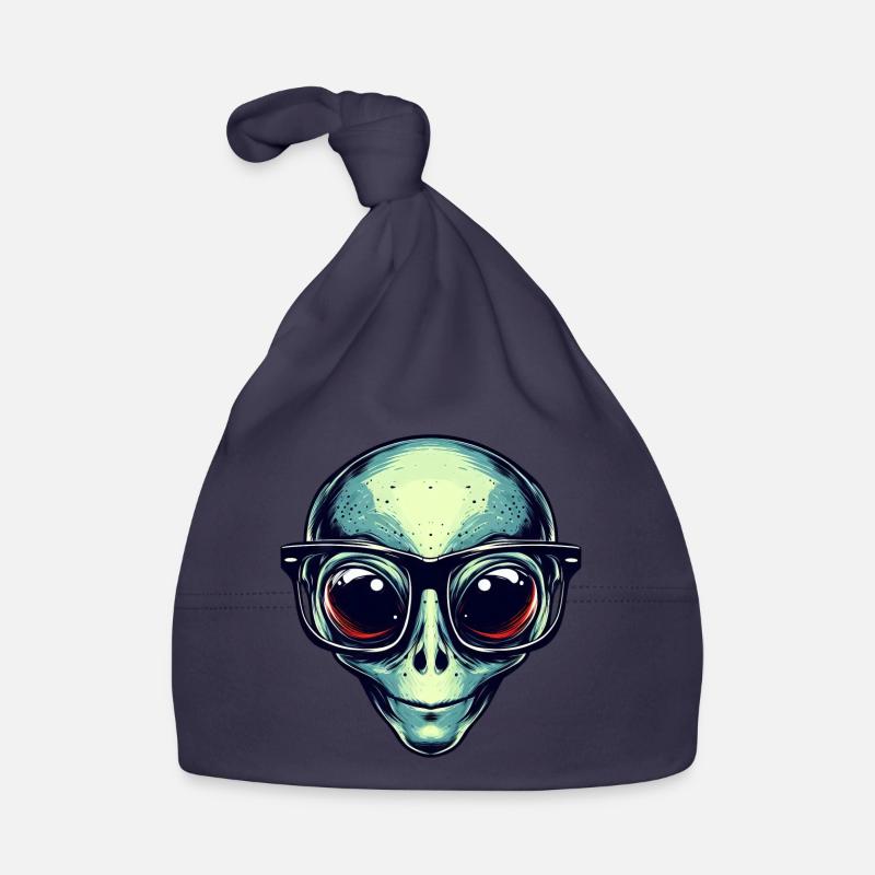 Nerdiges Alien mit Brille Baby Bio-Mütze