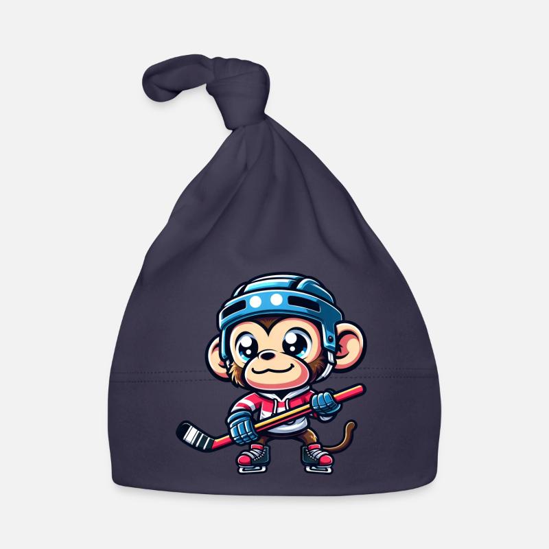 Süßer Affe Eishockey Comic Cartoon Design Baby Bio-Mütze