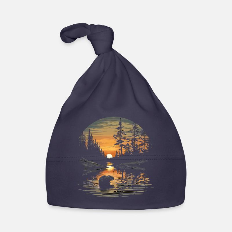 Bieber Wald Tier Natur Bäume Baby Bio-Mütze