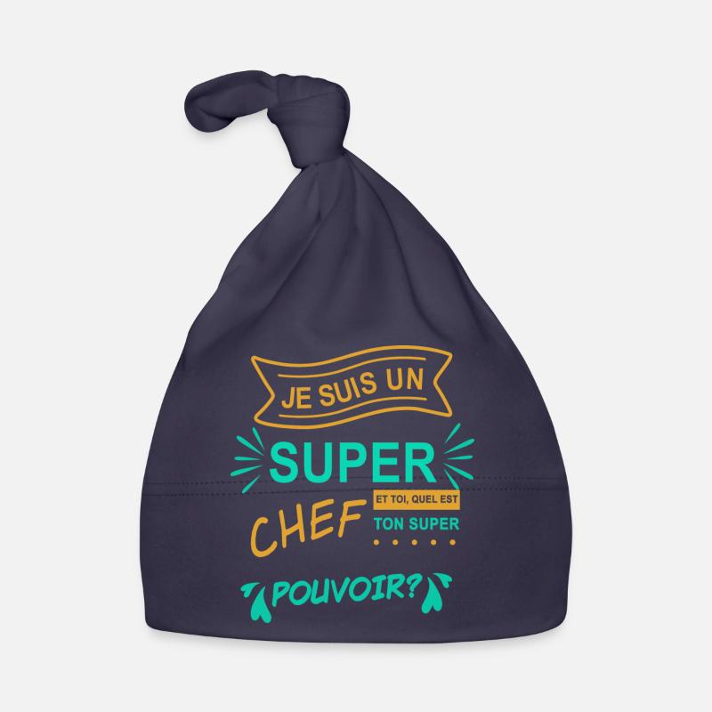 je suis un super chef - Bonnet bio Bébé - marine