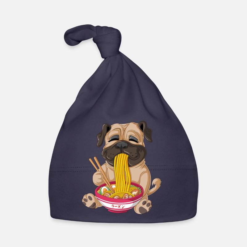 Mops isst Ramen Baby Bio-Mütze
