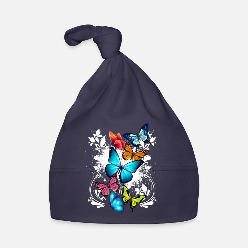Fleurs de papillon Ornement Splash Art - Bonnet bio Bébé - marine