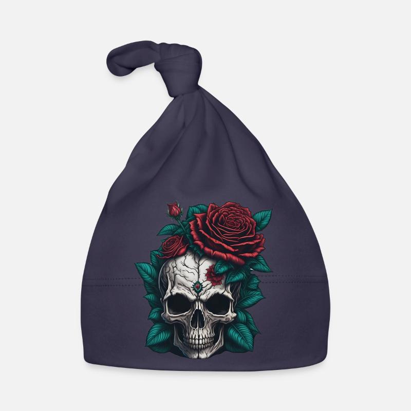 Skull with roses Organic Baby Cap