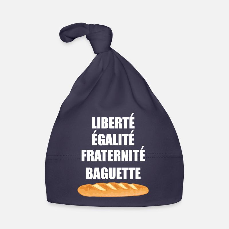 Liberté Egalité Fraternité Baguette - Bonnet bio Bébé - marine
