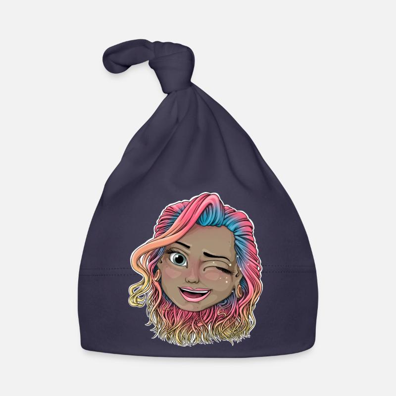 Lebendige zwinkernde Illustration Baby Bio-Mütze