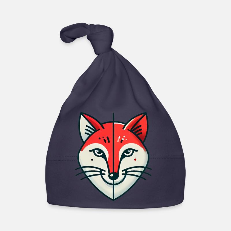 Geometric Split Fox Illustration Organic Baby Cap