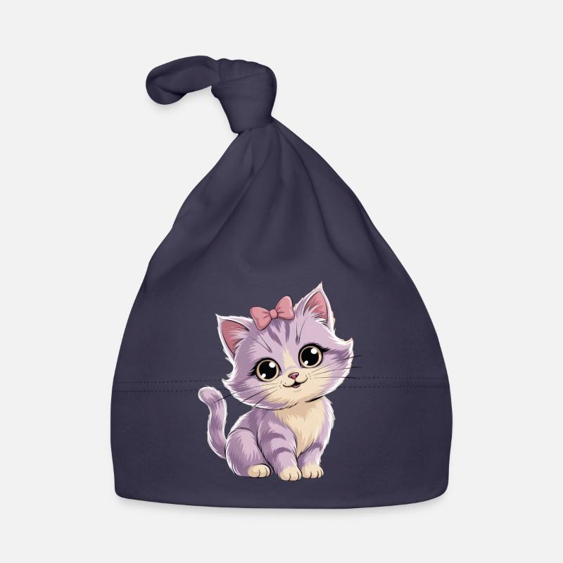 Kitten with bow - customizable Organic Baby Cap