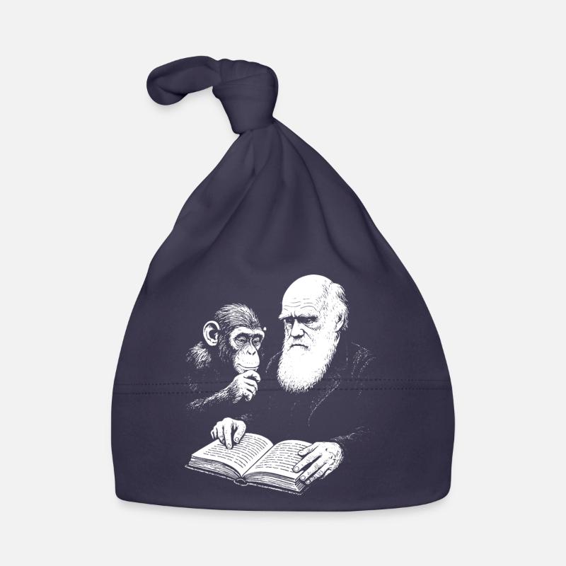 Charles Darwin studying with Monkey  Organic Baby Cap