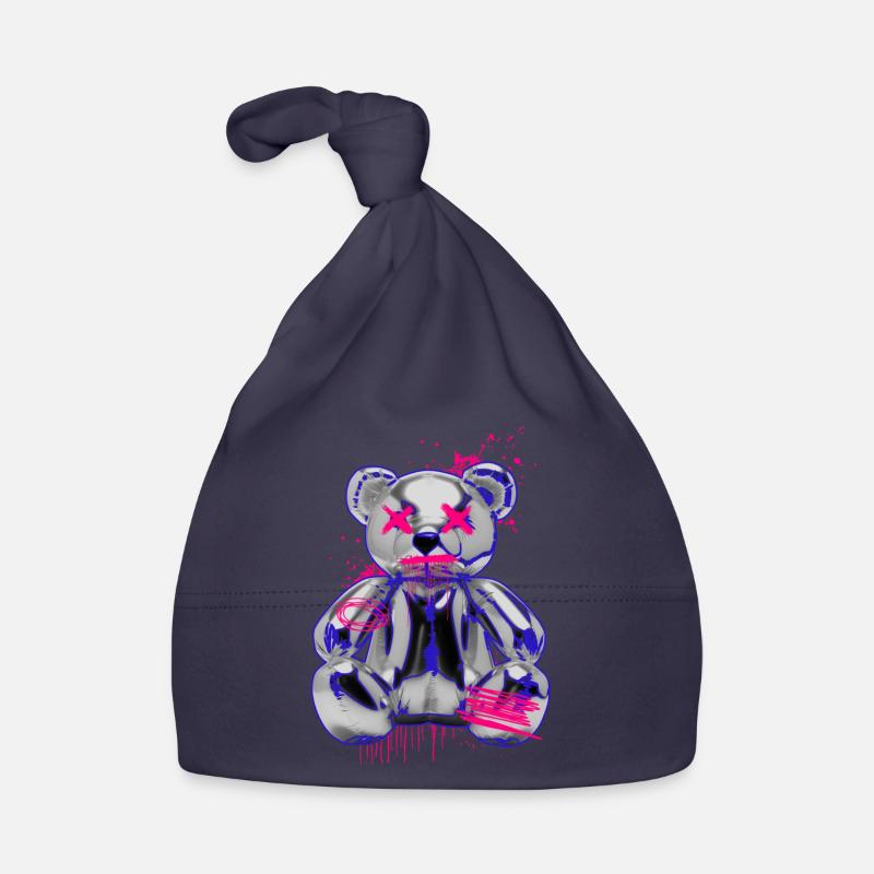 Gothic Teddy Bär mit Graffiti Neon Look Baby Bio-Mütze