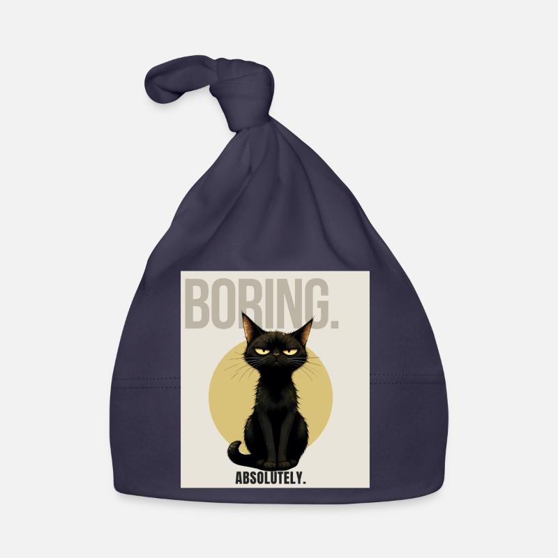 BORING. – Sarcastic Black Cat Design Organic Baby Cap