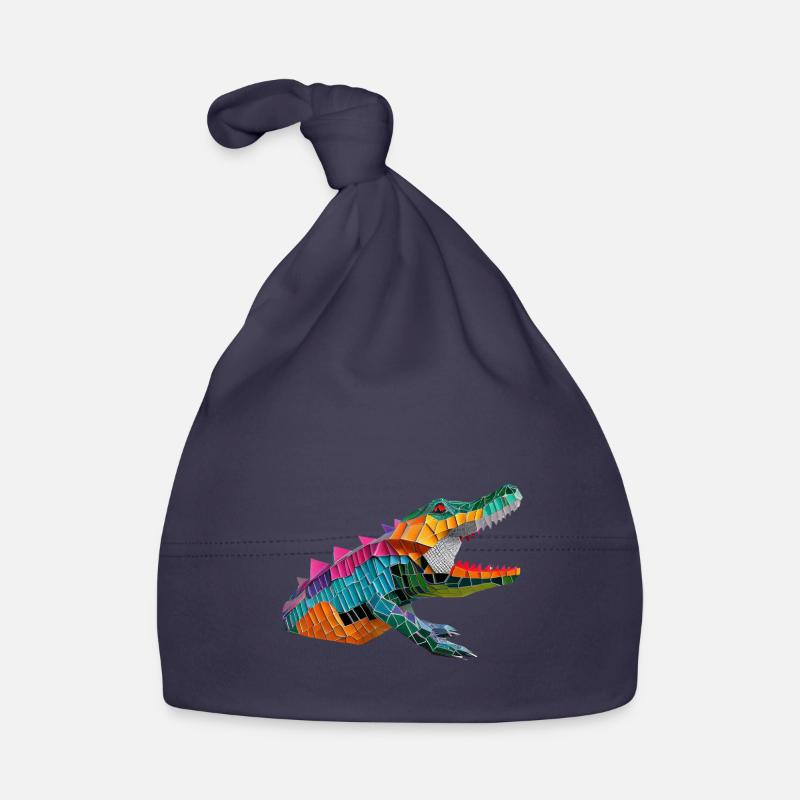 Conception de crocodile en origami - Bonnet bio Bébé - marine