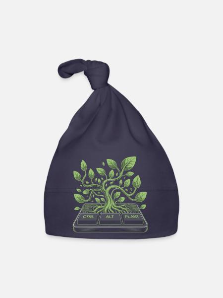 ctrl alt plant Garten Design - Baby Bio-Mütze - Navy - Vorne