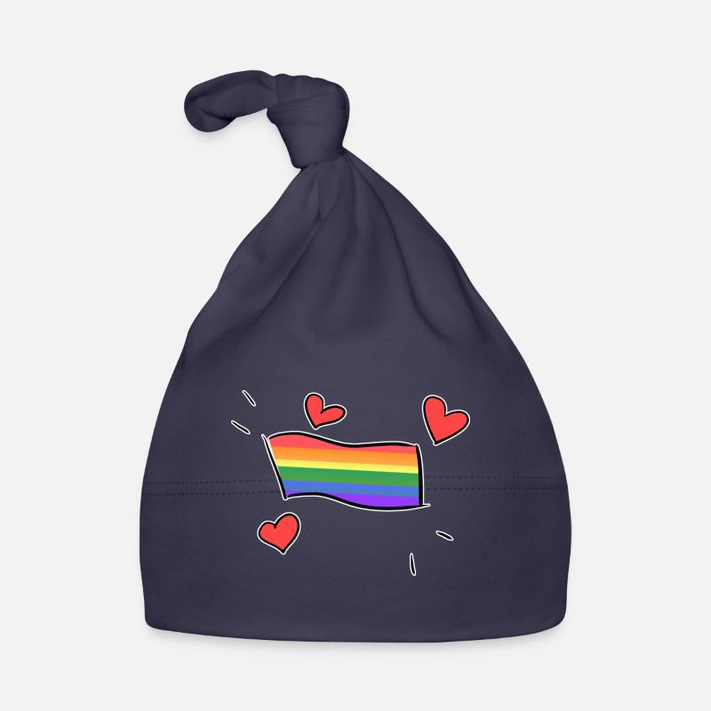 drapeau lgbt cœurs rouges amour - Bonnet bio Bébé - marine