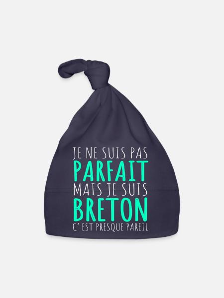 Je Suis Breton Humour Bretagne Cadeau - Bonnet bio Bébé - marine - Devant