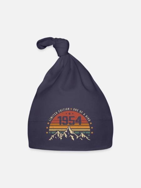 Born in 1954 - Vintage Birthday Gift 1954 - Organic Baby Cap - navy - Front