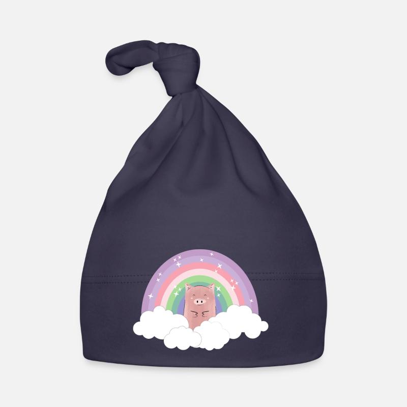Regenbogen Schwein Pastell Farben Wolken Geschenk Baby Bio-Mütze