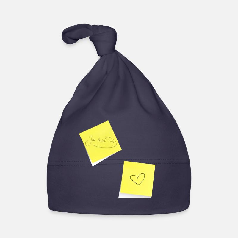 I love you, notepad, sticky note, note - Organic Baby Cap - navy