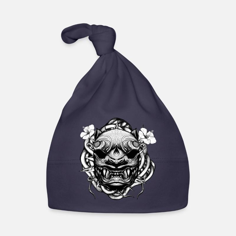 Tiger mit Blumen - Baby Bio-Mütze - Navy