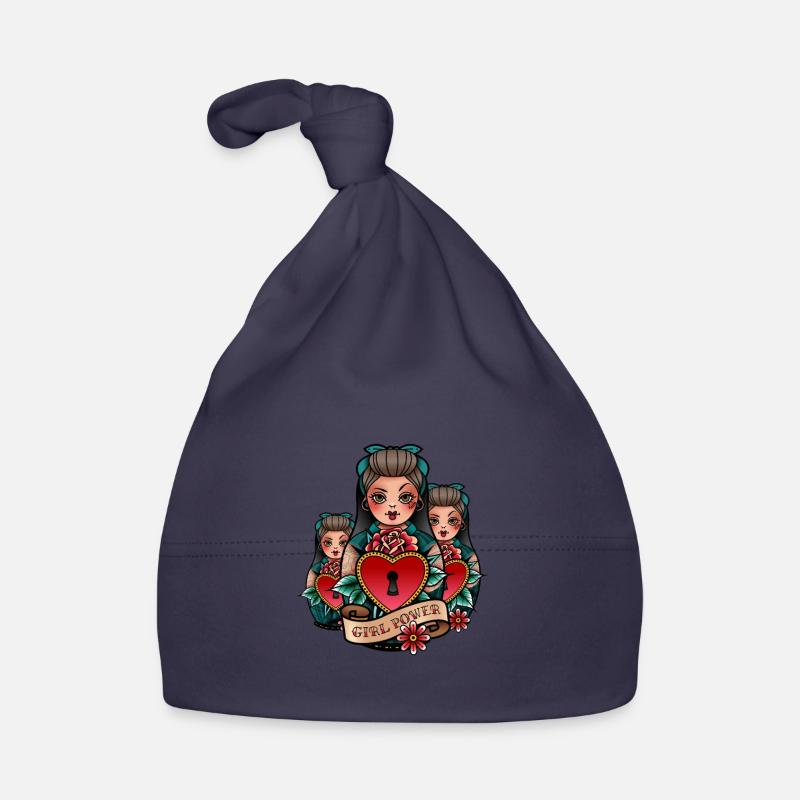 Poupée Matriochka Russie Babushka - Bonnet bio Bébé - marine
