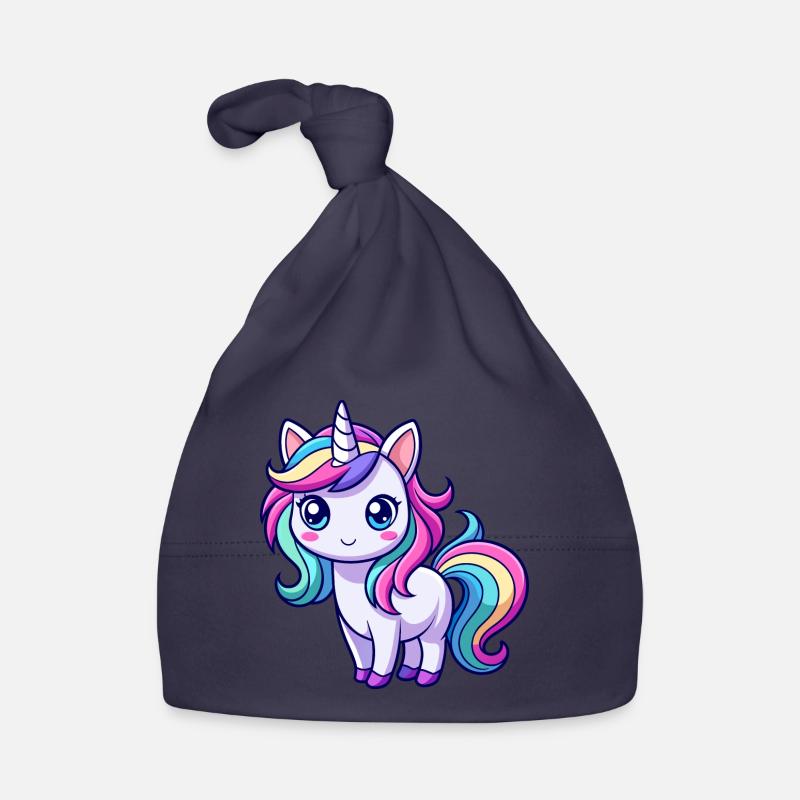 Süßes Regenbogen-Einhorn Baby Bio-Mütze