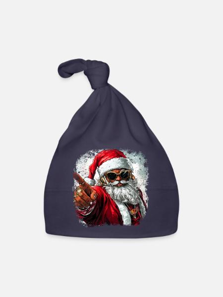 Rapper Weihnachtsmann - Baby Bio-Mütze - Navy - Vorne