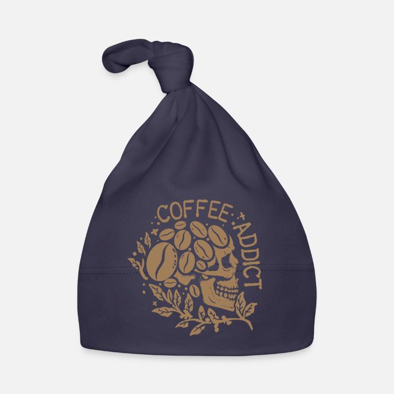 Kaffee Süchtiger Schädel Mit Kaffeebohnen - Baby Bio-Mütze - Navy