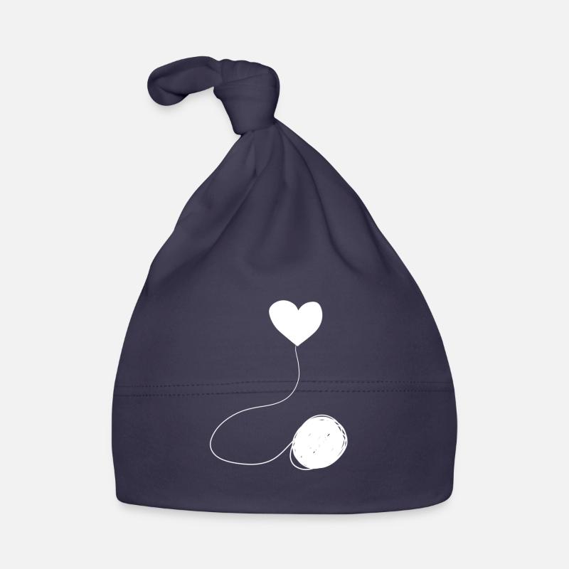 heart gray symbol wool thread line Organic Baby Cap