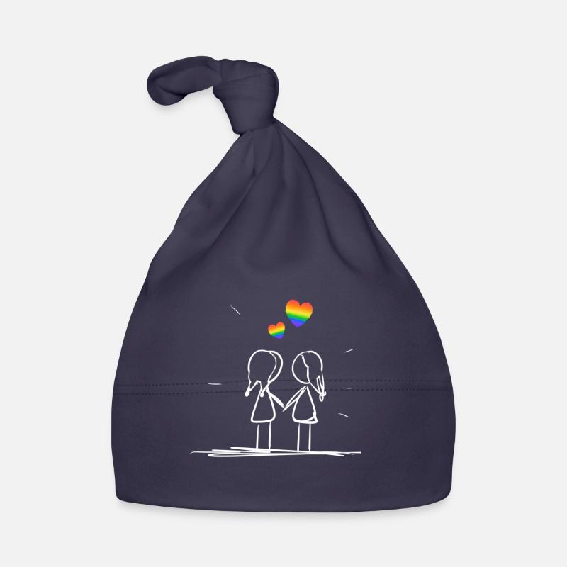 les cœurs lgbt aiment les lesbiennes lgbt - Bonnet bio Bébé - marine