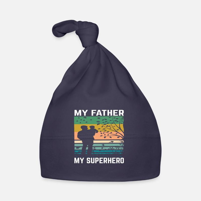 Mon père est mon héros - Bonnet bio Bébé - marine